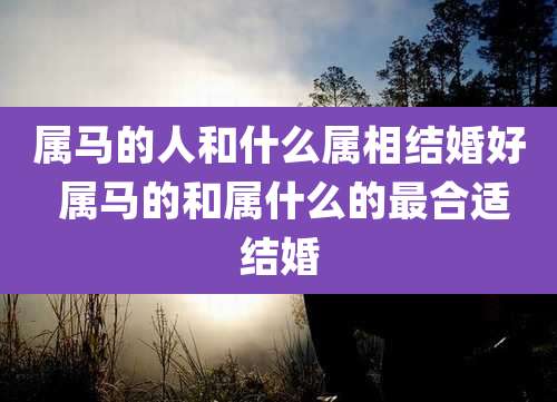 属马的人和什么属相结婚好 属马的和属什么的最合适结婚