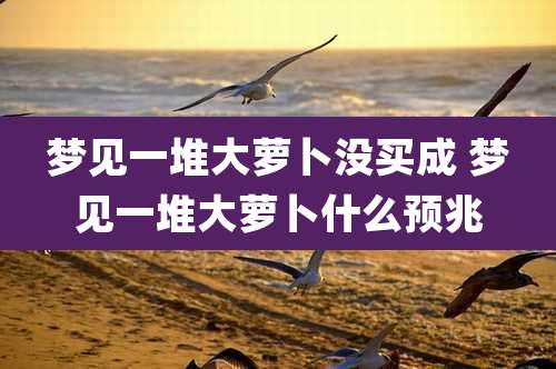 梦见一堆大萝卜没买成 梦见一堆大萝卜什么预兆