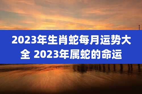 2023年生肖蛇每月运势大全 2023年属蛇的命运