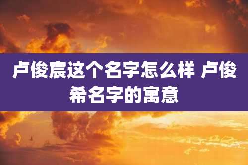 卢俊宸这个名字怎么样 卢俊希名字的寓意