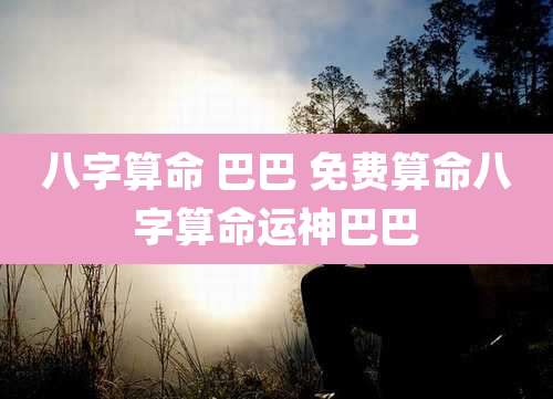 八字算命 巴巴 免费算命八字算命运神巴巴