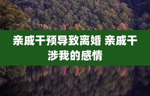 亲戚干预导致离婚 亲戚干涉我的感情