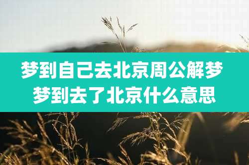梦到自己去北京周公解梦 梦到去了北京什么意思