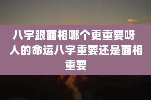 八字跟面相哪个更重要呀 人的命运八字重要还是面相重要