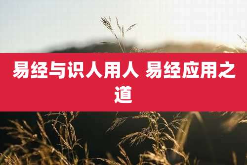 易经与识人用人 易经应用之道