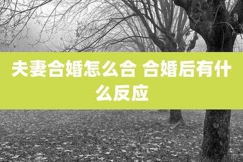 夫妻合婚怎么合 合婚后有什么反应