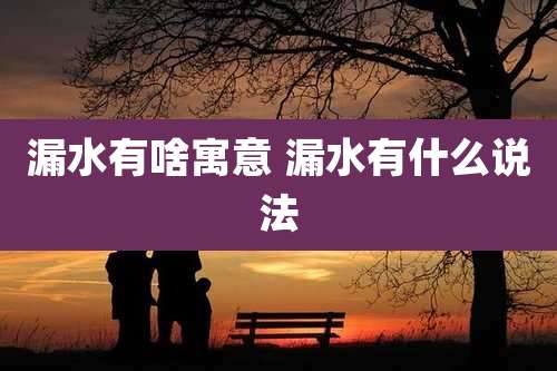 漏水有啥寓意 漏水有什么说法