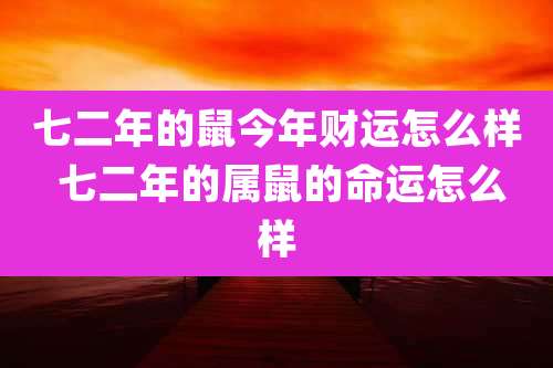 七二年的鼠今年财运怎么样 七二年的属鼠的命运怎么样