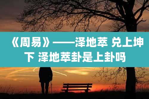 《周易》——泽地萃 兑上坤下 泽地萃卦是上卦吗