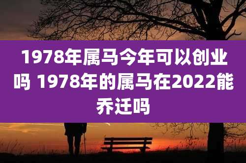 1978年属马今年可以创业吗 1978年的属马在2022能乔迁吗