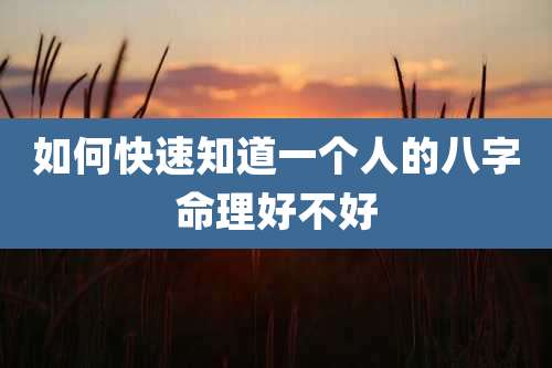 如何快速知道一个人的八字命理好不好