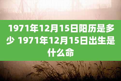 1971年12月15日阳历是多少 1971年12月15日出生是什么命