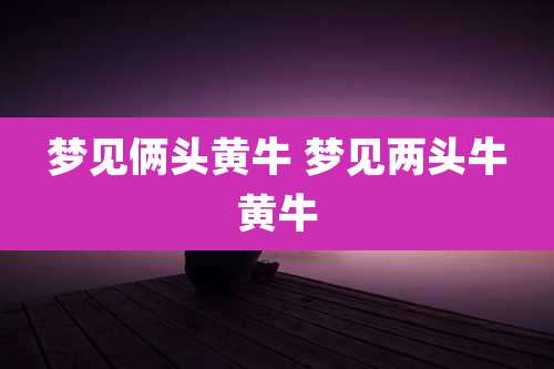 梦见俩头黄牛 梦见两头牛黄牛