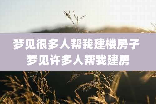 梦见很多人帮我建楼房子 梦见许多人帮我建房