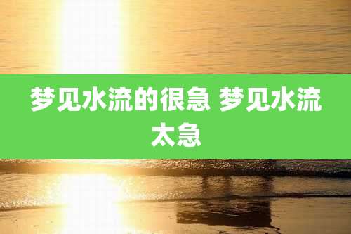 梦见水流的很急 梦见水流太急