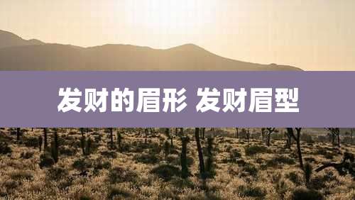 发财的眉形 发财眉型