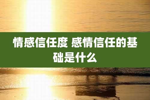 情感信任度 感情信任的基础是什么
