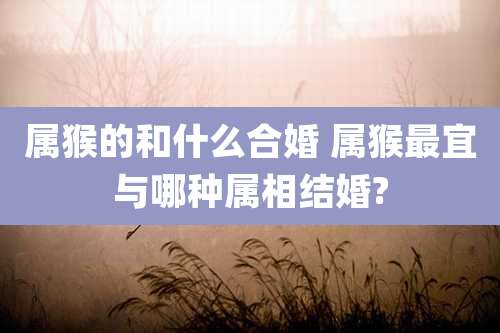 属猴的和什么合婚 属猴最宜与哪种属相结婚?