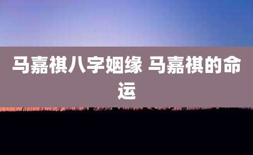 马嘉祺八字姻缘 马嘉祺的命运