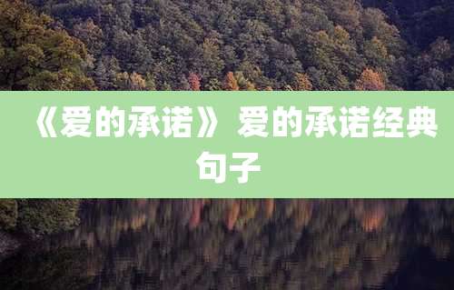 《爱的承诺》 爱的承诺经典句子