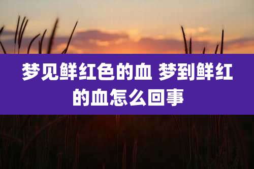 梦见鲜红色的血 梦到鲜红的血怎么回事