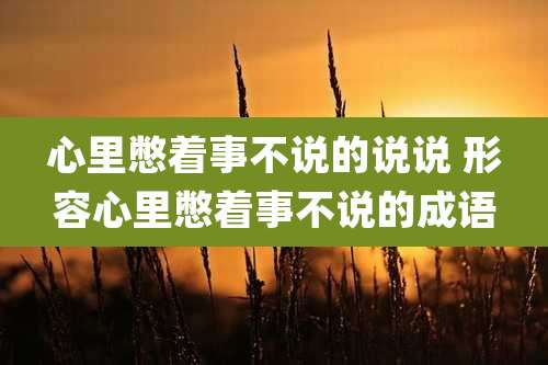 心里憋着事不说的说说 形容心里憋着事不说的成语