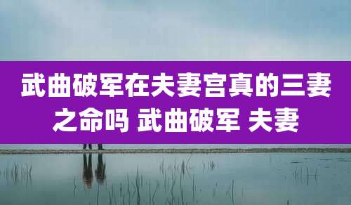 武曲破军在夫妻宫真的三妻之命吗 武曲破军 夫妻