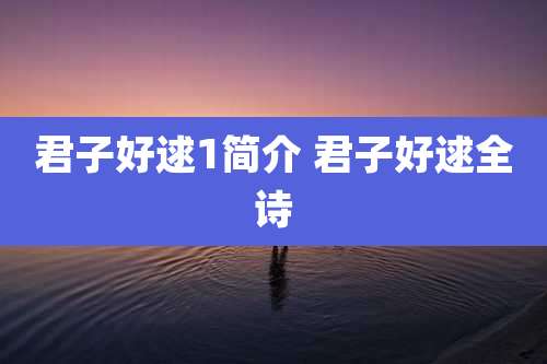 君子好逑1简介 君子好逑全诗