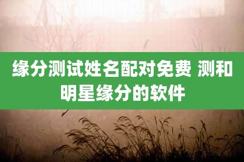 缘分测试姓名配对免费 测和明星缘分的软件
