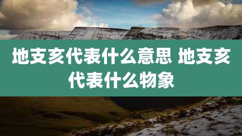 地支亥代表什么意思 地支亥代表什么物象