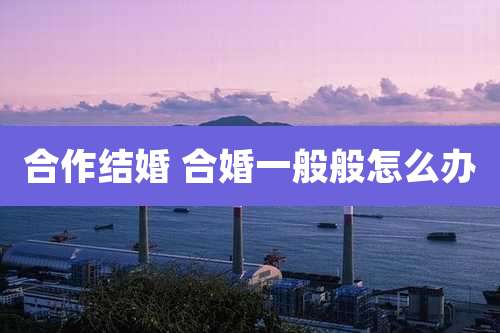 合作结婚 合婚一般般怎么办